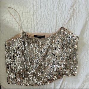 Forever 21 Sequin Beige Crop Top
